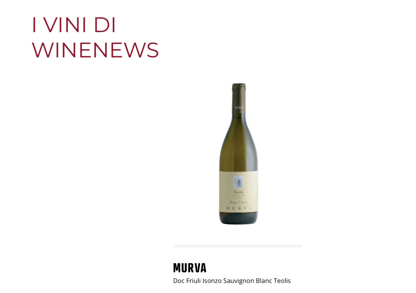 Murva - Doc Friuli Isonzo Sauvignon Blanc Teolis
